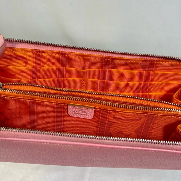 HERMES ‎ Zip Around Long Wallet Epsom pink with orange interior EUC - Picture 10 of 14